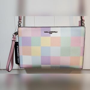 KARL LAGERFELD PARIS Blush Combo Leather Crossbody & Wristlet NWT